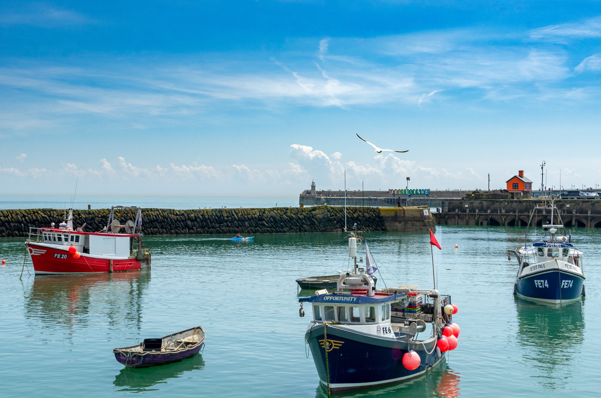 Fishing boats in Folkestone Harbour, England