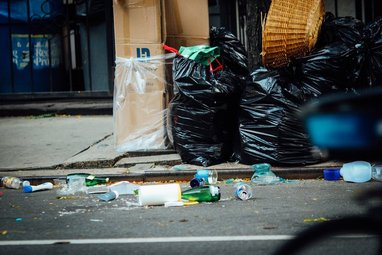 Street litter and garbage bags