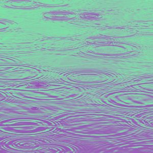Raindrops in water with purple and green overlay to represent PFAS/forever chemicals/harmful chemicals