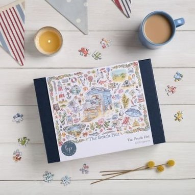 "The Beach Hut" 1000-piece jigsaw puzzle by Bloom Puzzles, featuring illustration artwork by Amy Holliday.