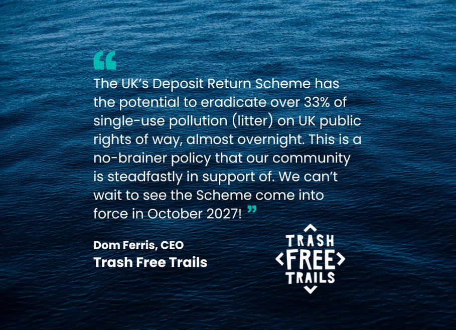 The UK's Deposit Return Scheme has the potential to eradicate over 33% of single-use pollution (litter) on UK public rights of way, almost overnight.