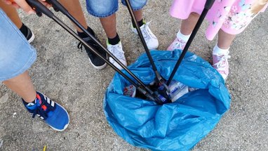 This image shows a community litter picking activit