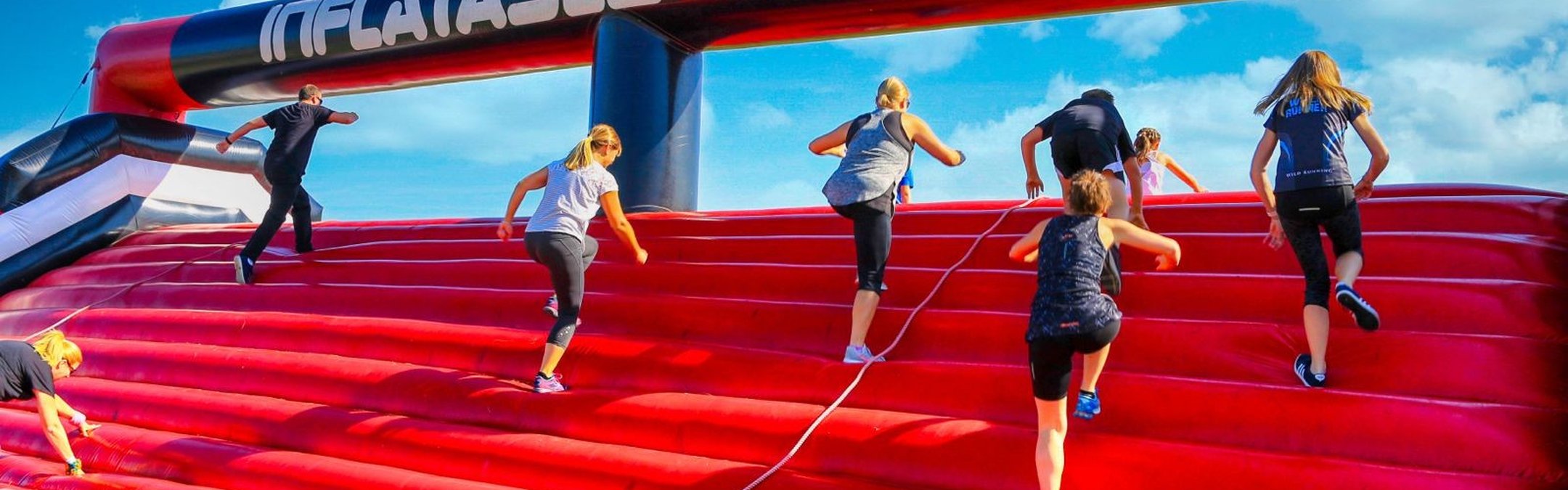 Participants at the inflatable 5K track