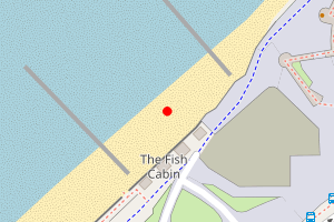 A map showing the Rhyl East (Children's village to Lifeboat Station) beach stretch plotted on it