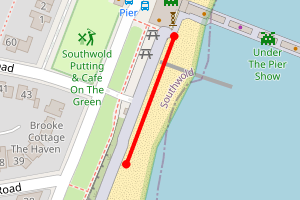 Map showing Southwold - pier