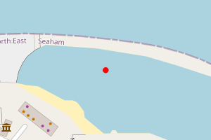 Map showing Seaham Hall Beach North (towards Ryhope)