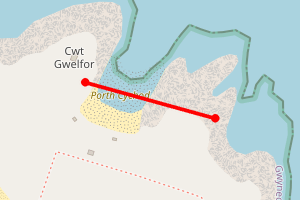Map showing Porth Ysclaig