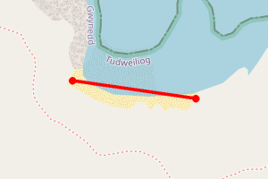 Map showing Porth Llydan (Fishermans Cove)