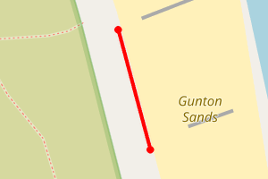 Map showing North Beach, Gunton