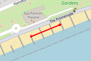 Map showing Felixstowe - Spa Pavillion to Fludyers PH