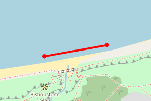 Map showing Bishopstone Cliffs