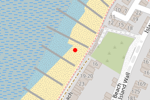 Map showing West Beach Whitstable (groynes 13/14 to 15/8)
