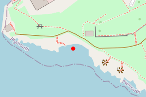 Map showing Devils Point Beach (Firestone Bay)