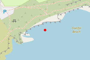 Map showing Caerfai Bay