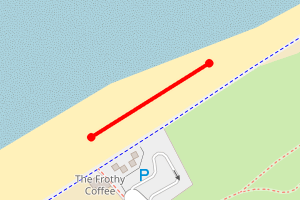 Map showing Kinmel Bay Beach - east of The Frothy Coffee