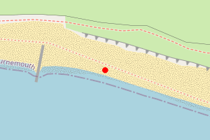 A map showing the Hengistbury Head (Middle) beach stretch plotted on it
