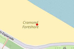 A map showing the Cramond (Silverknowes Esplanade) beach stretch plotted on it