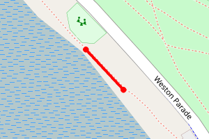 Map showing Weston Shore: Car park  - Playground