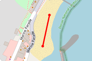 Map showing Lyme Regis Front Beach (Sandy Beach)