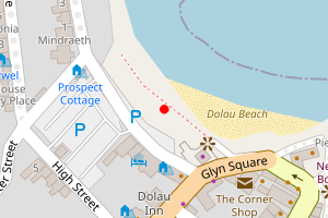 Map showing Dolau Beach