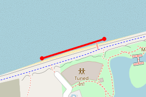 Map showing Coatham Sands (from Tuned In cafe towards Redcar)