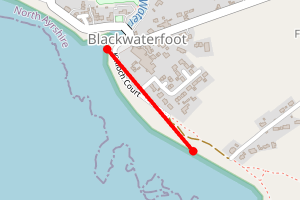 Map showing Kinloch Beach, Blackwaterfoot