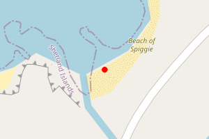 Map showing Peerie Spiggie Beach, Scousburgh