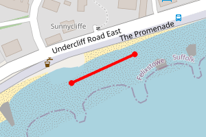 Map showing Felixstowe (Cobbolds Point to the dip)
