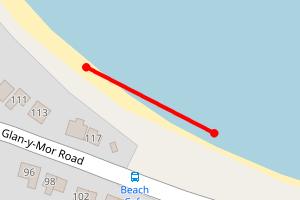 Map showing Penrhyn Bay beach, Colwyn Bay, North Wales