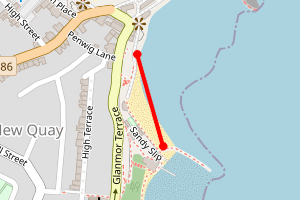 Map showing Harbour Beach, New Quay