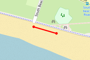 Map showing Ardrossan South Beach