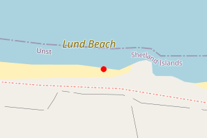 Map showing Lund Beach, Unst