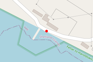 Map showing Seafield Beach, Yell
