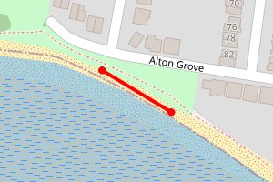 Map showing Alton Grove, bottom of Grove Avenue, Portchester