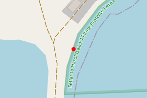Map showing Gutcher Beach, Yell