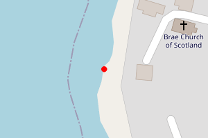 Map showing Coastline in front of Brae Hall, Brae