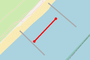 Map showing Dawlish Warren, groyne 6 to 7