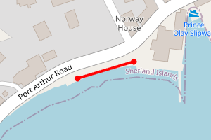 Map showing Main Street Beaches, Scalloway