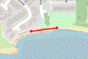 Map showing Portchester Foreshore - bottom of Wicor Mill Lane