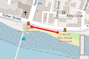Map showing Broughty Ferry RNLI beach left hand side