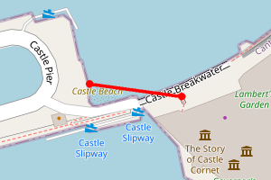 Map showing Castle Cornet Shingle Beach