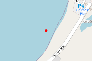 Map showing Coastline around Grutness Pier, Laaward & Wilness side of Gruntness Bay, Grutness