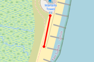 Map showing Aldeburgh Martello tower south