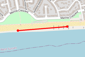 Map showing Goring-by-sea green