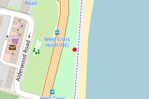Map showing Swansea Bay (North of West Cross Inn)