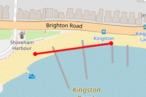 Map showing Kingston Beach