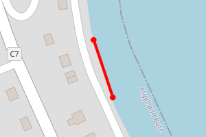 Map showing Kames Bay South of The Kames Hotel