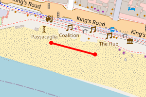 Map showing Brighton Beach at The Arch