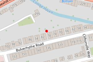 Map showing bulverhythe beach