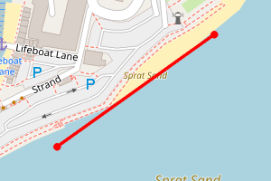 Map showing spratt sands, Teignmouth